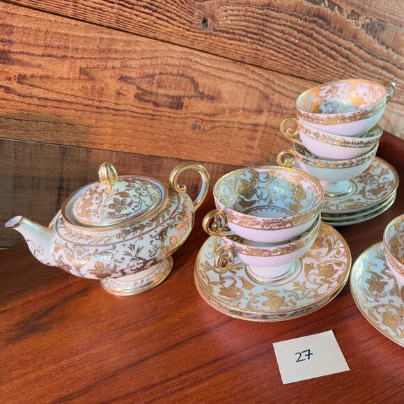 Rare Antique Nippon Hand-painted Gold Bone China Tea Set - Picture 7 of 7